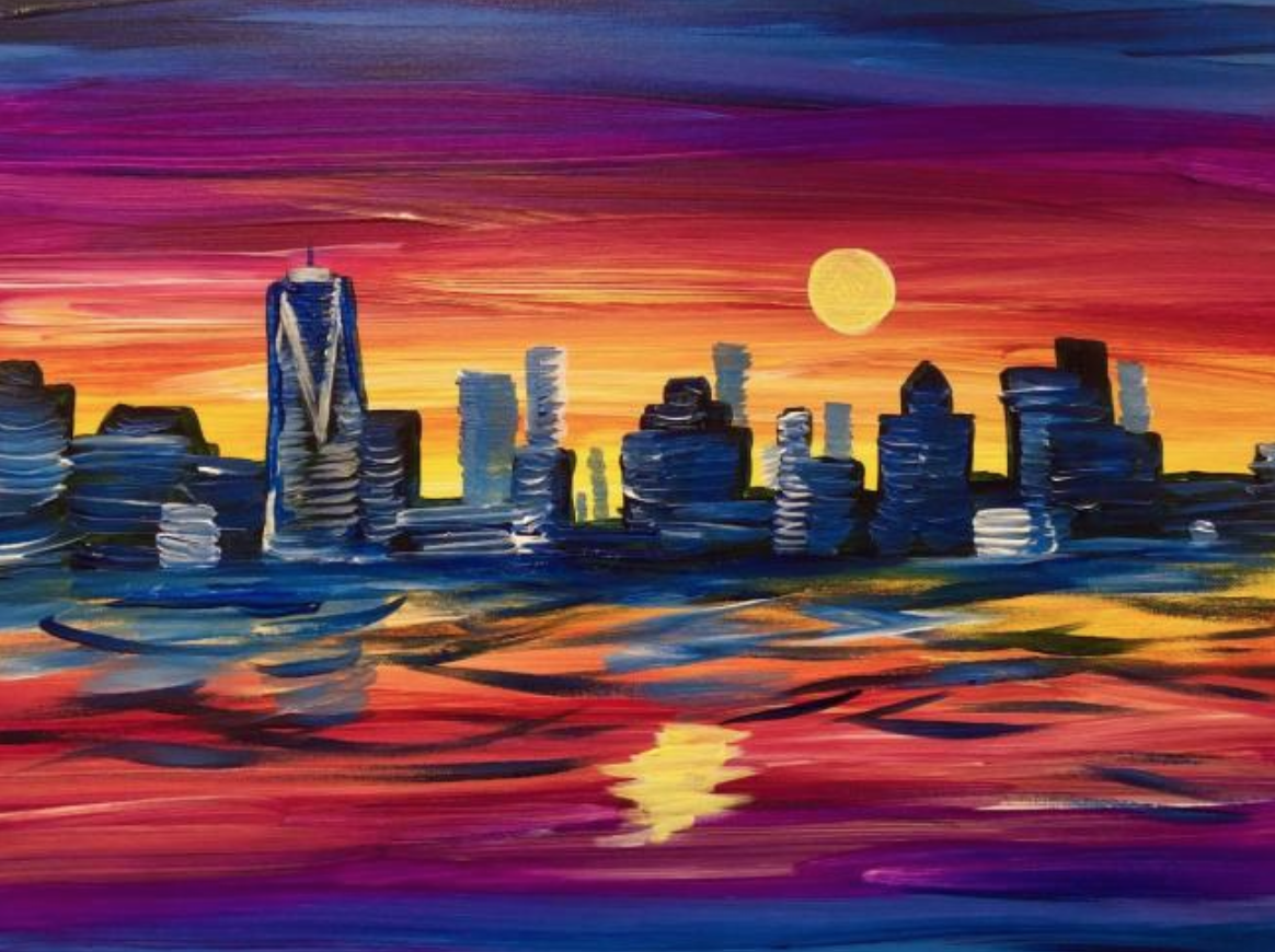 Paint and Sip NYC Skyline [Class in NYC] Paint & Sip Studio New York CourseHorse